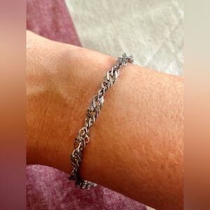 Vintage sterling silver twist chain bracelet